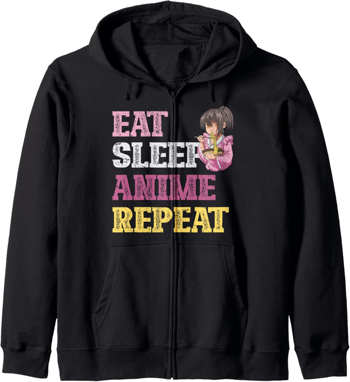 Essen Schlafen Anime Wiederholen Ramen Japan Otaku Anime Kapuzenjacke