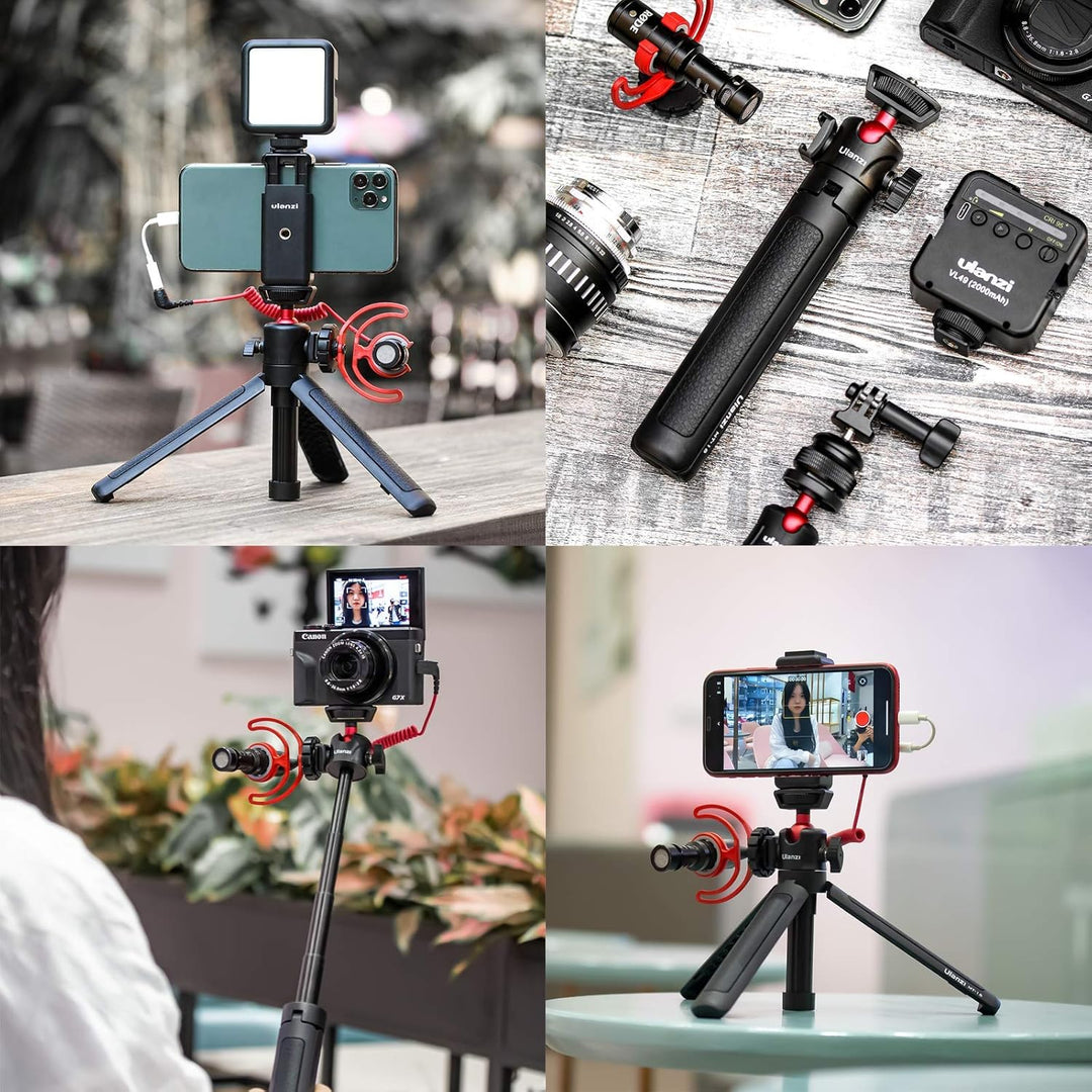 Mini Kamera Stativ, Desktop Vlogging Stativ mit 360° Kugelkopf 1/4 Schraube Cold Shoe Mount, Video S