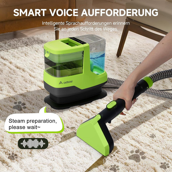 Polsterreiniger Gerät mit Heissdampf & 17KPa - 1800W Waschsauger Teppichreiniger mit Sprachfunktion