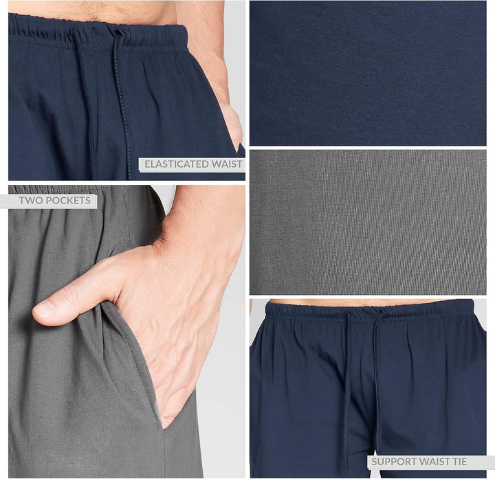 CityComfort Pyjama Shorts Herren, Kurze Schlafanzughose Herren mit Seitentaschen & Elastischem Bund