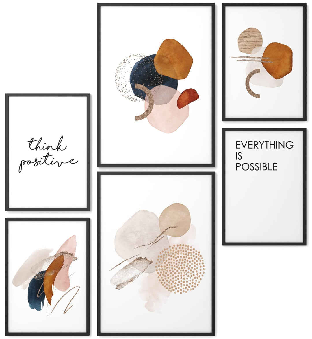 Papierschmiede® Mood Poster Set Bernstein Abstrakt, Bilder Wohnzimmer Deko Schlafzimmer, 2x DIN A3 u