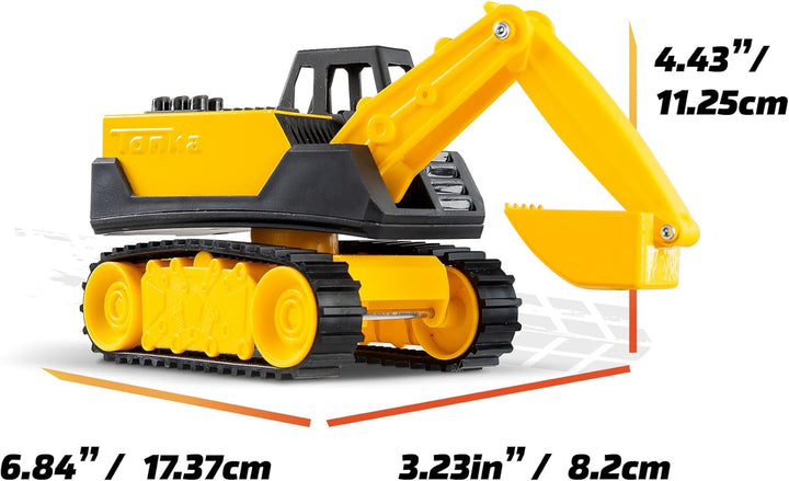 Tonka Basic Fun Mini Steel Classics Bagger – Stahlkonstruktion, beweglicher Greifkorb, Reiten Raupen