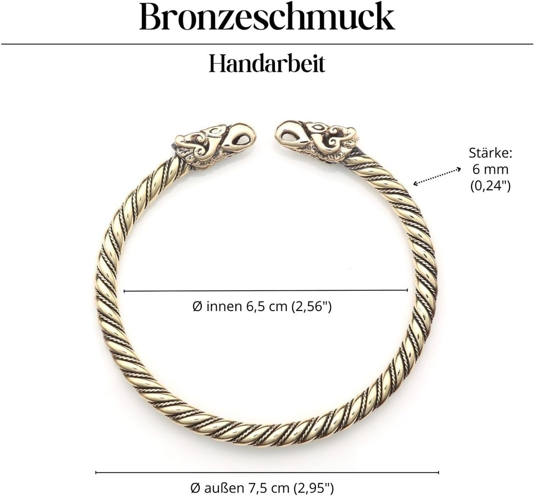 Drachensilber Wikinger Schmuck Armreif Raben Bronze Armschmuck Odins Raben grosser Männer Herren Arm