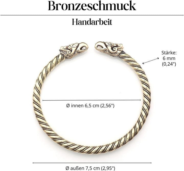 Drachensilber Wikinger Schmuck Armreif Raben Bronze Armschmuck Odins Raben grosser Männer Herren Arm