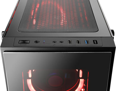 Gaming PC-Gehäuse Argo - Midi-Tower, RGB Beleuchtung (inkl. Steuerung), Glas-Seitenteil, Glas-Front,