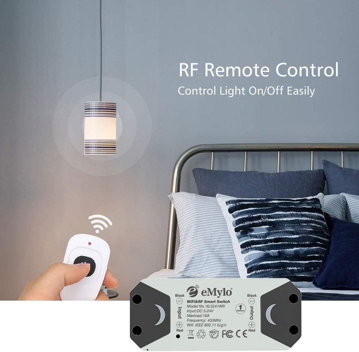 eMylo Smart WiFi RF Lichtschalter Drahtlose Fernbedienung Relaismodulschalter 5V-36V 1 Kanal Timer C