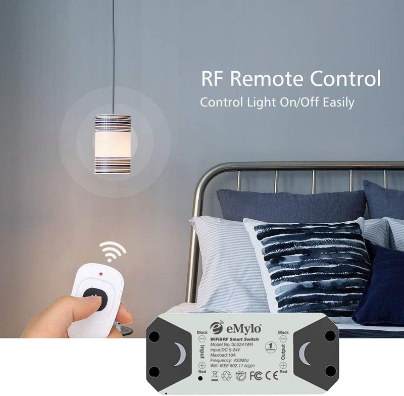 eMylo Smart WiFi RF Lichtschalter Drahtlose Fernbedienung Relaismodulschalter 5V-36V 1 Kanal Timer C