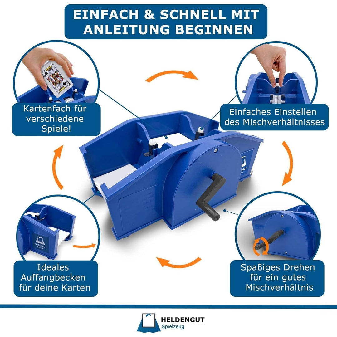 HELDENGUT geliebte Kartenmischmaschine Uno, Poker, Skip Bo &amp; viele weitere Karten - Mischmaschine fü