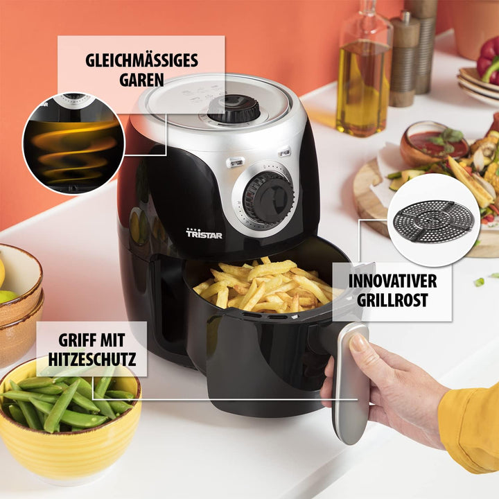 Tristar Mini-Heissluftfritteuse/Airfryer mit 2 Liter, mit Thermostat und Timer, Antihaftbeschichtung
