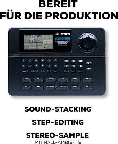 Alesis SR16 - Classic Drum Machine mit 233 Studio drum und 12 Anschlagsdynamische Pads SR16 - Schwar