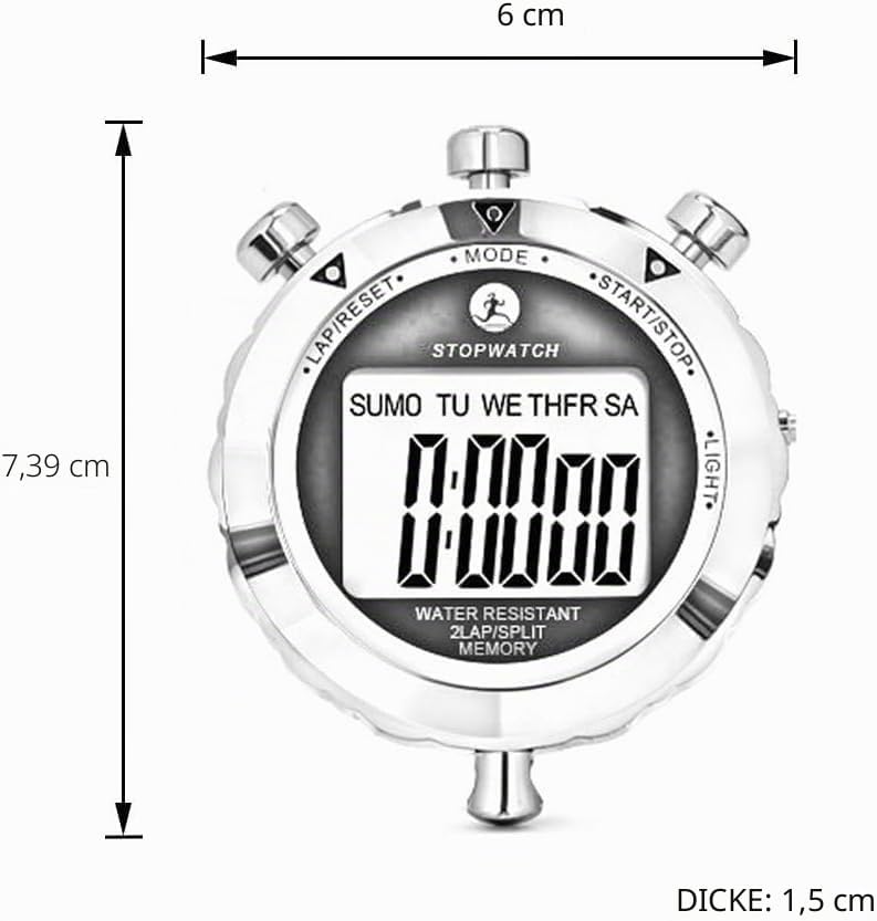 Rolilink Stoppuhr, Metall-Stoppuhr für Sport, wasserdicht, Stoppuhren, Timer für Sport und Wettbewer