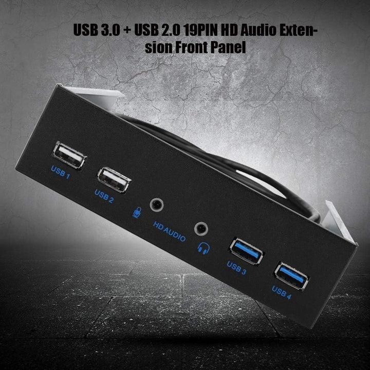 ASHATA USB 3.0 Front Panel, Frontplatte Front Panel 5.25 Zoll Multifunktion USB3.0+USB2.0 Hub,Super