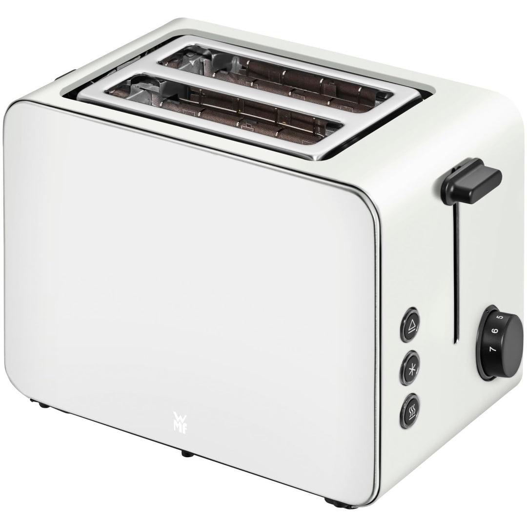 WMF Stelio Toaster 2 Scheiben Edelstahl, Doppelschlitz Toaster mit Brötchenaufsatz, Bagel-Funktion,