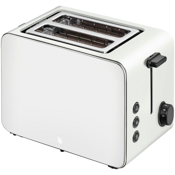 WMF Stelio Toaster 2 Scheiben Edelstahl, Doppelschlitz Toaster mit Brötchenaufsatz, Bagel-Funktion,