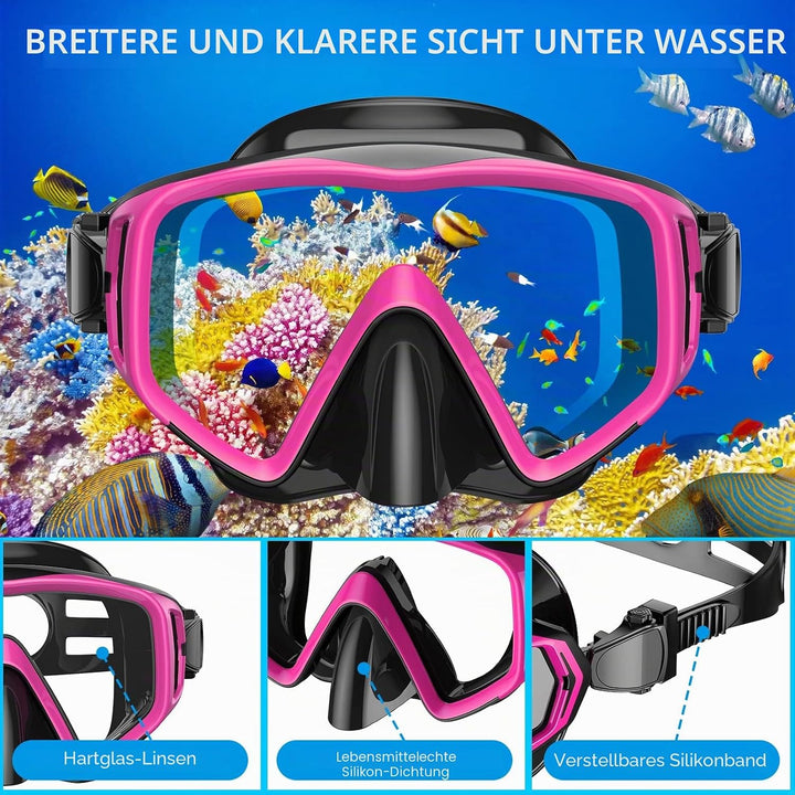 JEMULICE Schnorchelset Erwachsene, Schnorcheln Set mit Taucherbrille und Dry Schnorchel für Herren u