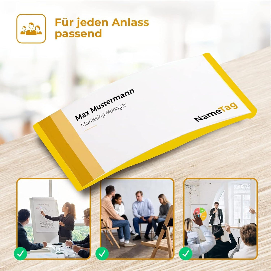 Ironix Namensschilder mit Doppelmagnet, Namensetiketten für Kleidung 75x32mm, Namensschilder Magnet