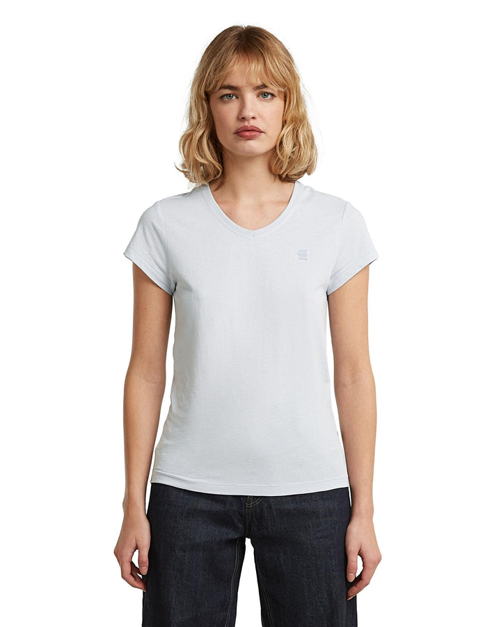 G-Star Damen Eyben Slim V-Neck Top 2.0 XXS Blau (Plumbago D24533-4107-7169), XXS Blau (Plumbago D245