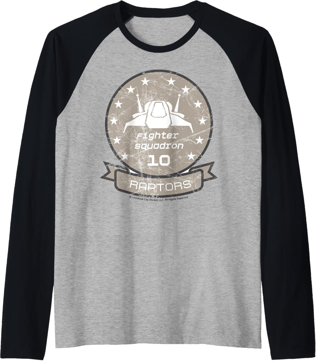 Battlestar Galactica Fighter Squadron 10 Raptors Logo Raglan