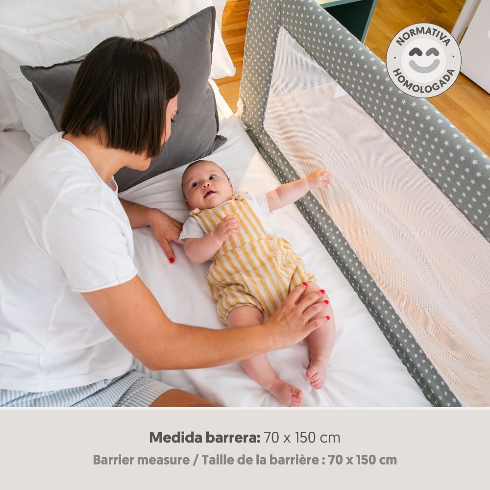 Interbaby BR006 Bettgitter 1.50 für Babys und Kinder - Sternmodel, grau, 3 kg, Sternmodel 150 cm