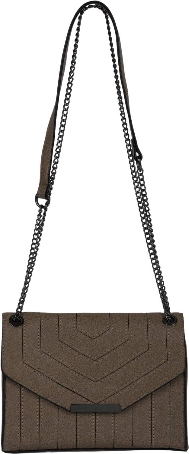 styleBREAKER Damen Umhängetasche mit Ziernähten und Kette, Schultertasche, Handtasche, Tasche 020123