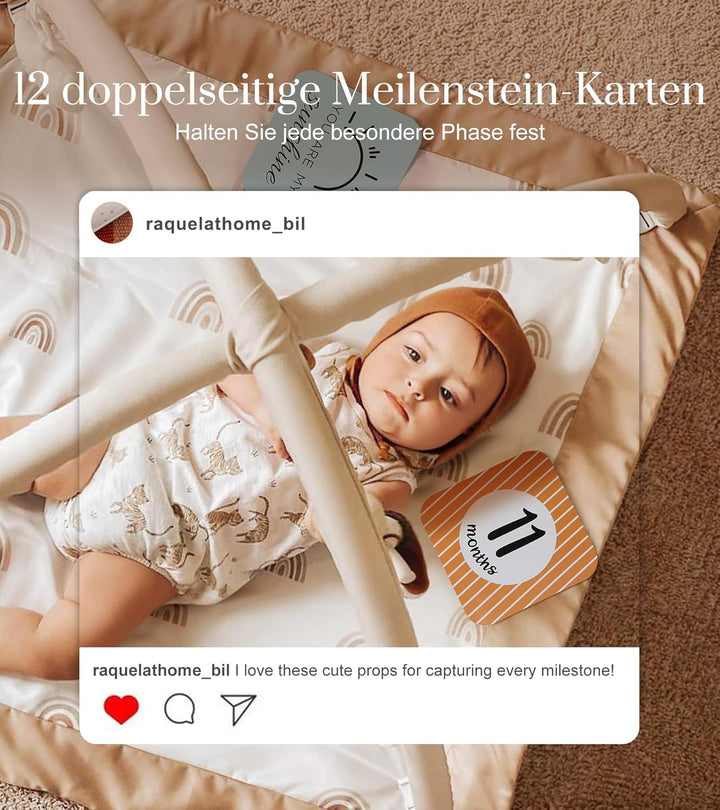 Mallify - Spielmatte für Babys mit Krabbeldecke, 6 abnehmbaren sensorischen Spielzeugen und 12 bunte