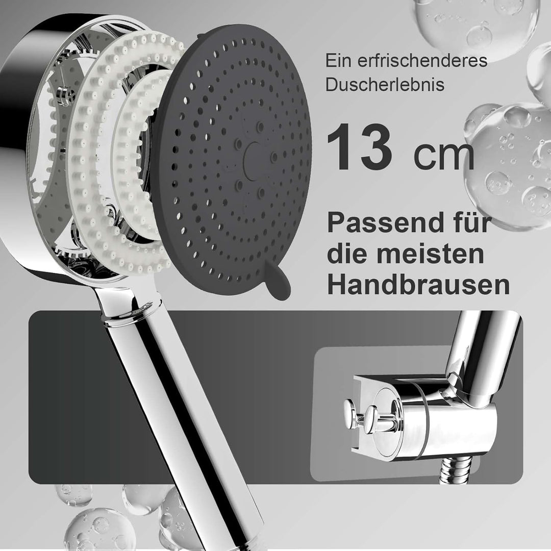 OFFO Duschkopf mit Schlauch 1,6m und Halterung, Handbrause mit Filter 6 Strahlarten, Duschkopf Gross