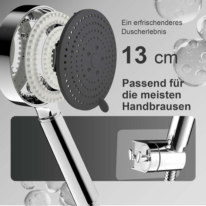 OFFO Duschkopf mit Schlauch 1,6m und Halterung, Handbrause mit Filter 6 Strahlarten, Duschkopf Gross