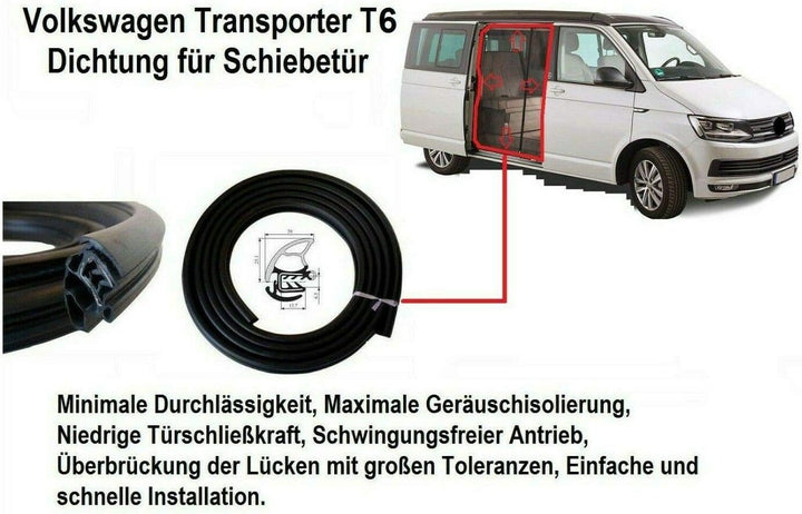 LLS-GERMANY Schiebetürdichtung Kompatibel mit V.W. T6 BUS MULTIV. Gummidichtung Schiebetür Dichtung