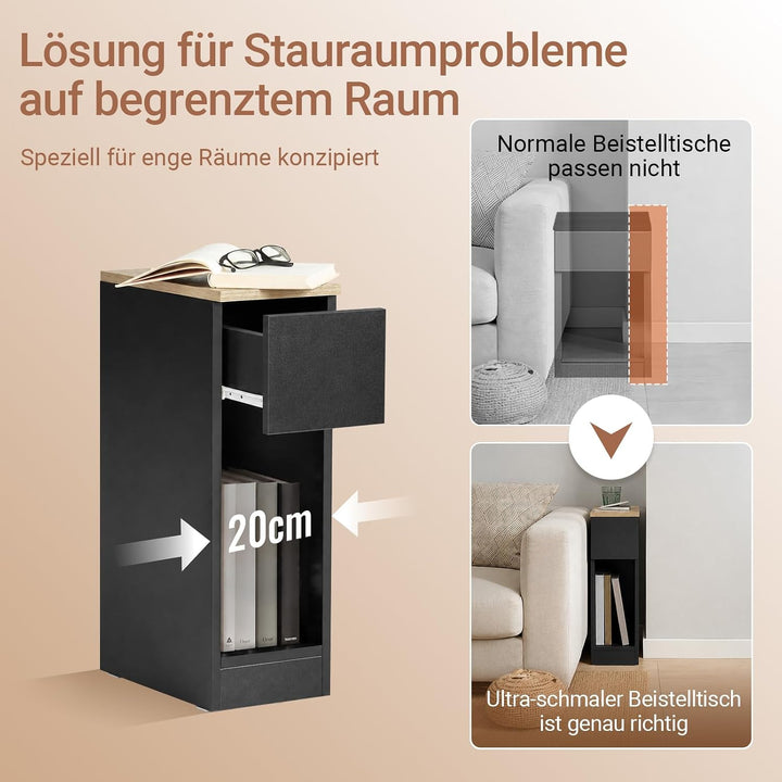 SoBuy FBT111-SCH Nachttisch mit Schublade für Boxspringbett Sofatisch Beistelltisch schmal Telefonti