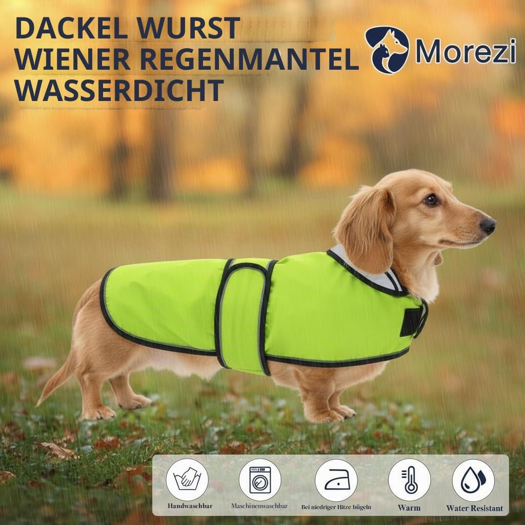 MOREZI Hunderegenmantel mit Reflexstreifen, Regen-/wasserdicht, verstellbare Weste, geeignet für kle