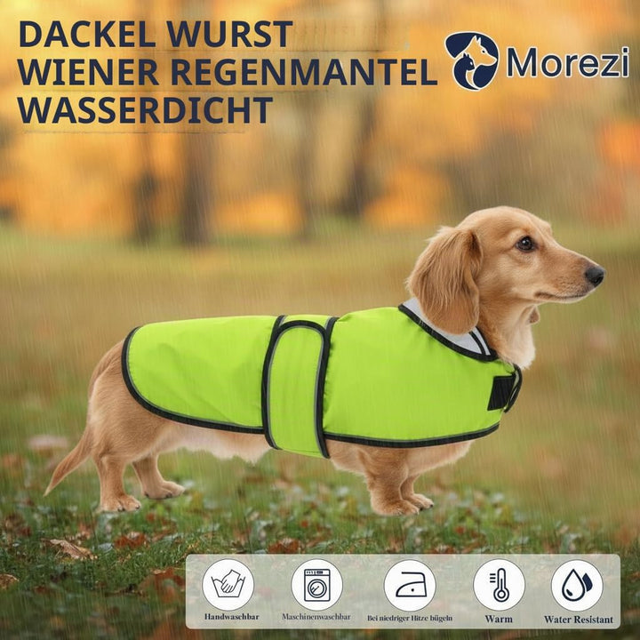 MOREZI Hunderegenmantel mit Reflexstreifen, Regen-/wasserdicht, verstellbare Weste, geeignet für kle
