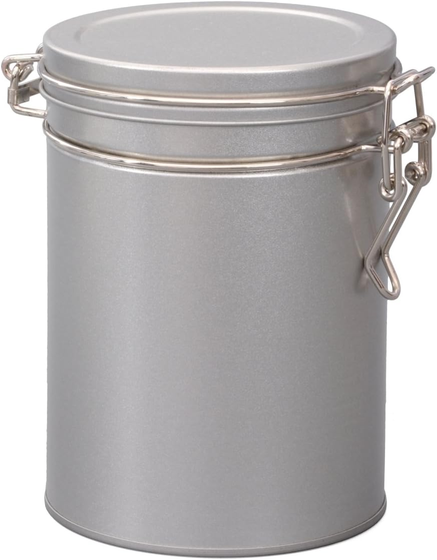 2 Stk Teedosen für losen Tee 200g, Kaffeedosen, Gewürzdosen, Silver Round, Metall, rund mit Bügelver