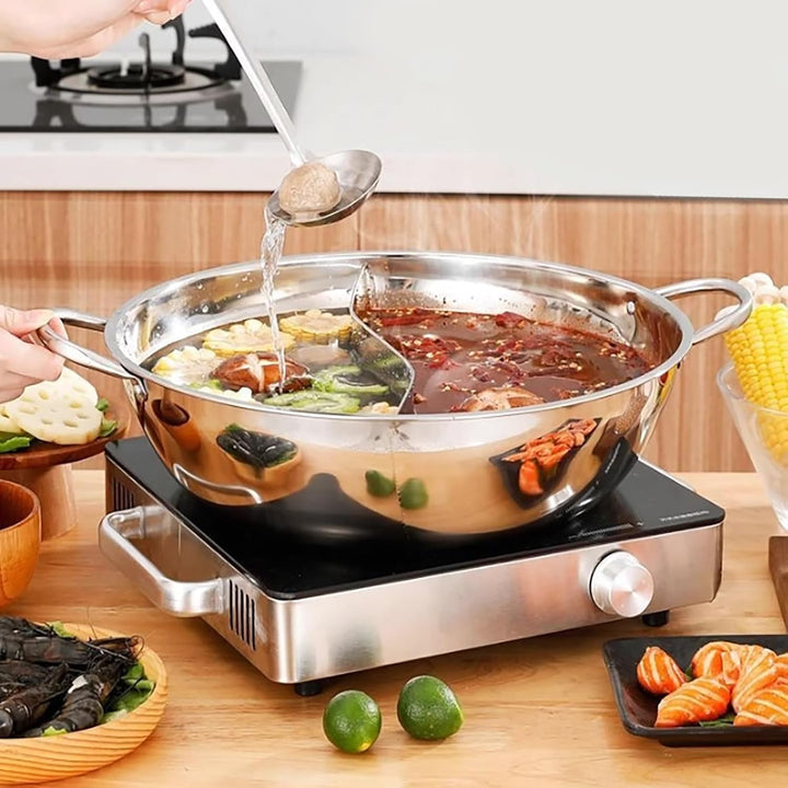 Baxnore Hot Pot aus Edelstahl, Hot Pot mit zwei Geschmacksrichtungen, verdickender Hot Pot mit doppe