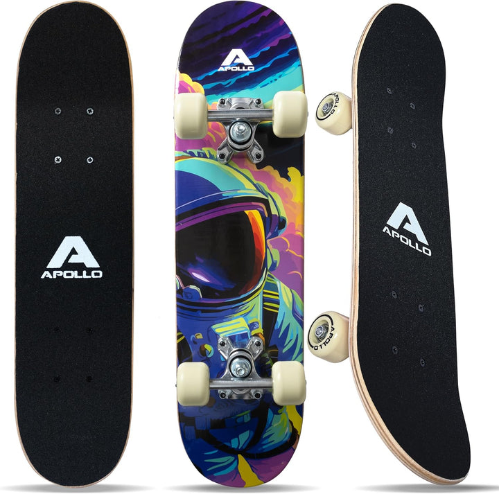 Apollo Kinder Skateboard, kleines Komplett Board mit ABEC 3 Kugellagern und Aluminium Achsen, Coole