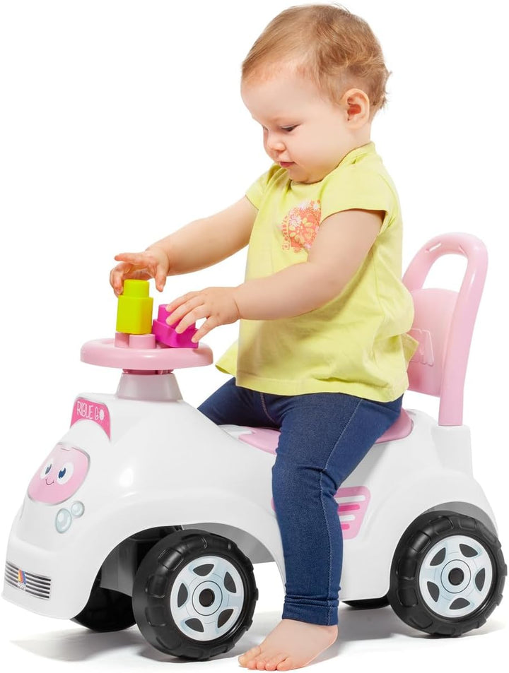 MOLTÓ | RIBLIE GO Lauflernwagen Rose mit 10 Blöcken | 2 in 1 Lauflernwagen und Aufsitzfahrzeug | För