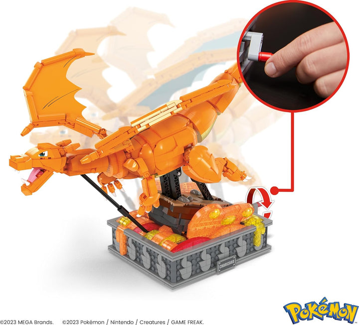 MEGA Pokémon Actionfigur Bauspielzeug für Erwachsene, zusammenbaubares, bewegliches Glurak mit 1664