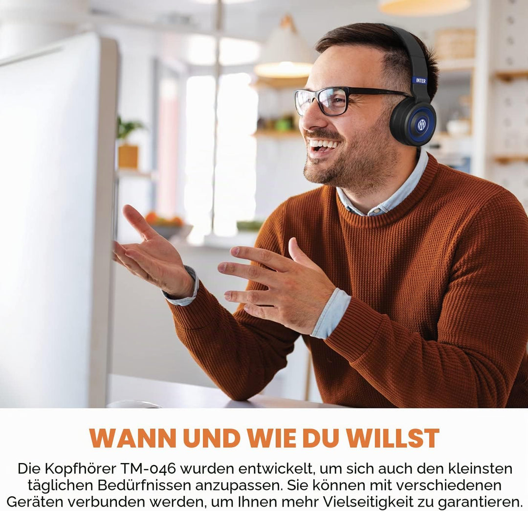 TECHMADE Inter Kabellose Kopfhörer, Over-Ear, kabellos, zusammenklappbar, Kopfhörer mit eingebautem