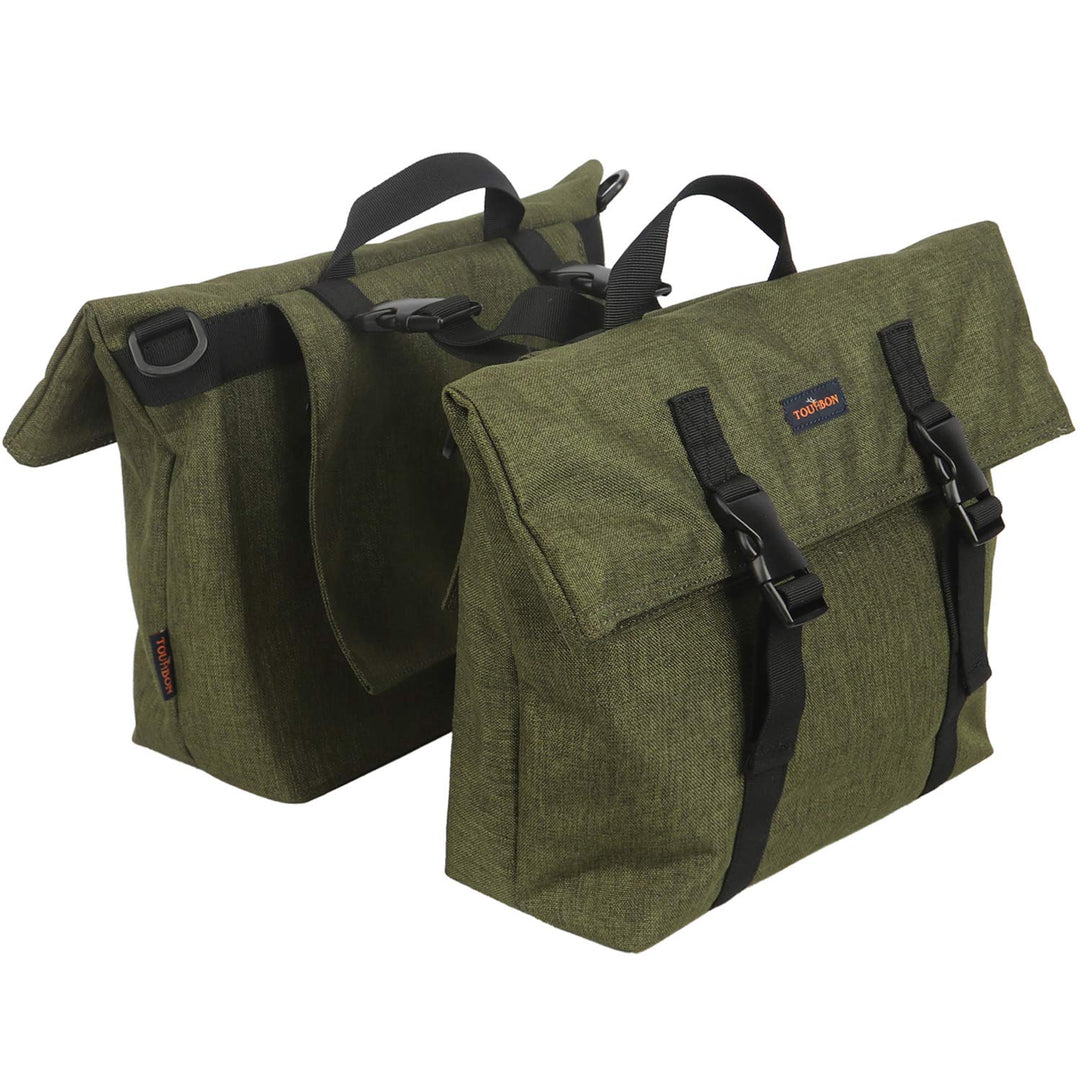 TOURBON Nylon doppelte Fahrradtasche Schultertaschen Rear Rack Stamm Motorrad Tail Sitz Fahrradtasch