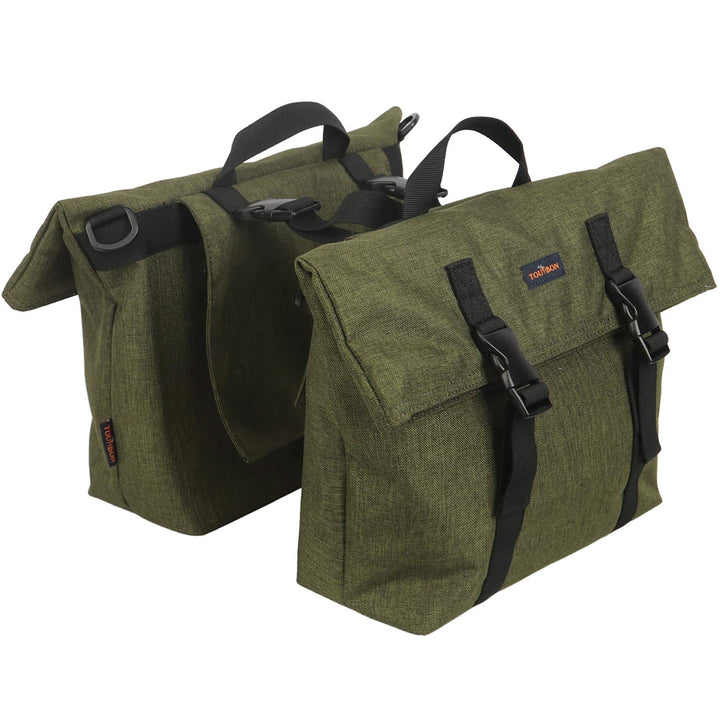 TOURBON Nylon doppelte Fahrradtasche Schultertaschen Rear Rack Stamm Motorrad Tail Sitz Fahrradtasch