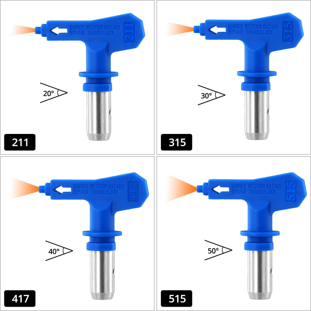 QWORK® Airless Farbsprühspitzen, Reversible Düsenset, 6 Grössen (211/315/417/517/515/523) Für Häuser