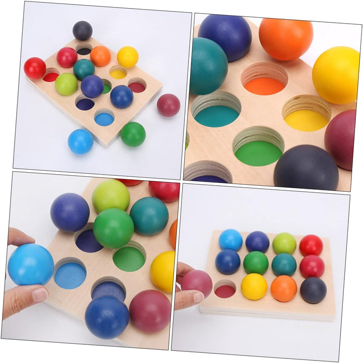 BESTonZON Montessori Holzspielzeug Farbsortierung Lernspiel für Kleinkinder, Regenbogen Sortierbrett