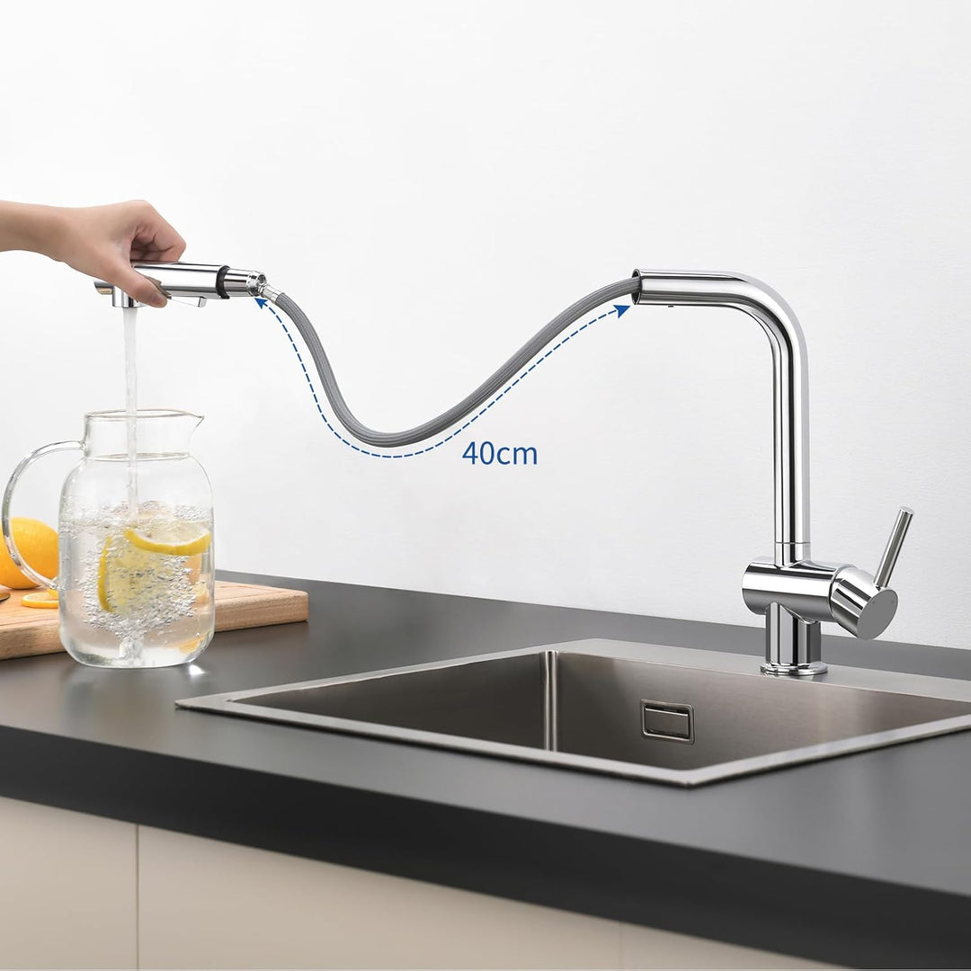 CECIPA Hochdruck Wasserhahn Küche Ausziehbar, Küchenarmatur mit Brause Zwei Strahlarten, Armatur Küc