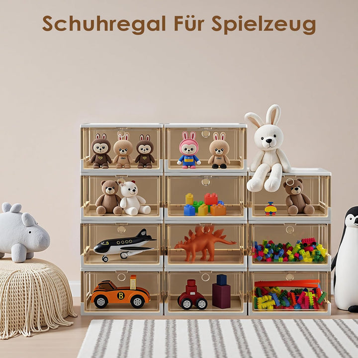 Dicker & Stabiler Klare Schuhkartons mit magnetischer Tür, 12er Pack Stapelbare Kartons für Kleiders