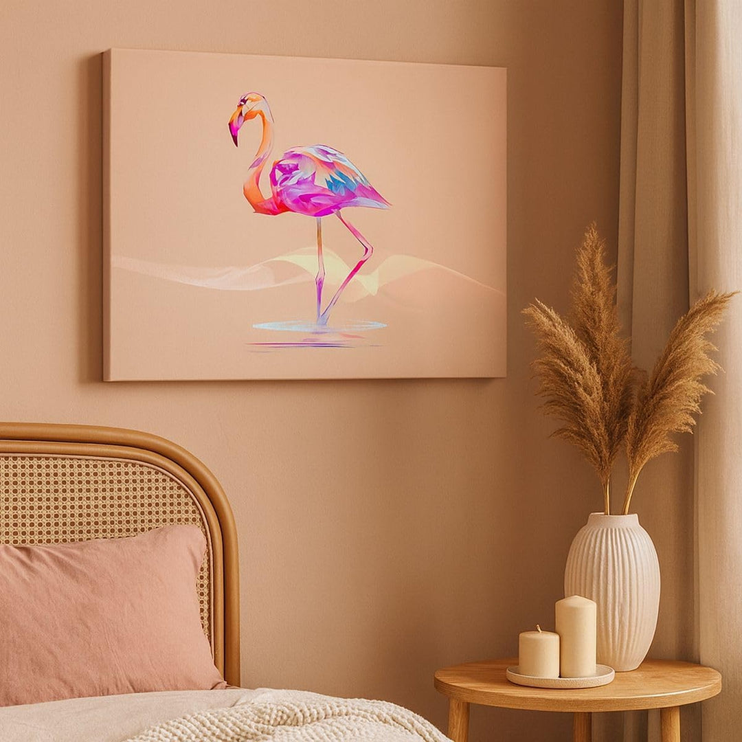 ARTTOR Bilder auf Leinwand 100x70cm Leinwandbild Flamingo Vogel Wasser Gross Wanddeko Bild Schlafzim