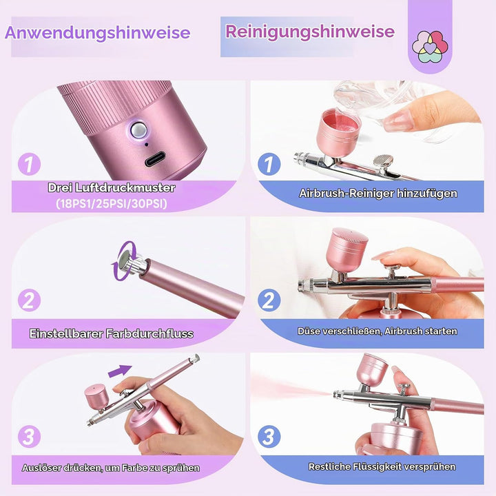 SAVILAND Erweiterte grenzenlose Nail Art-Kreativität · Salon-perfekte Ergebnisse Nail Art Airbrush-S