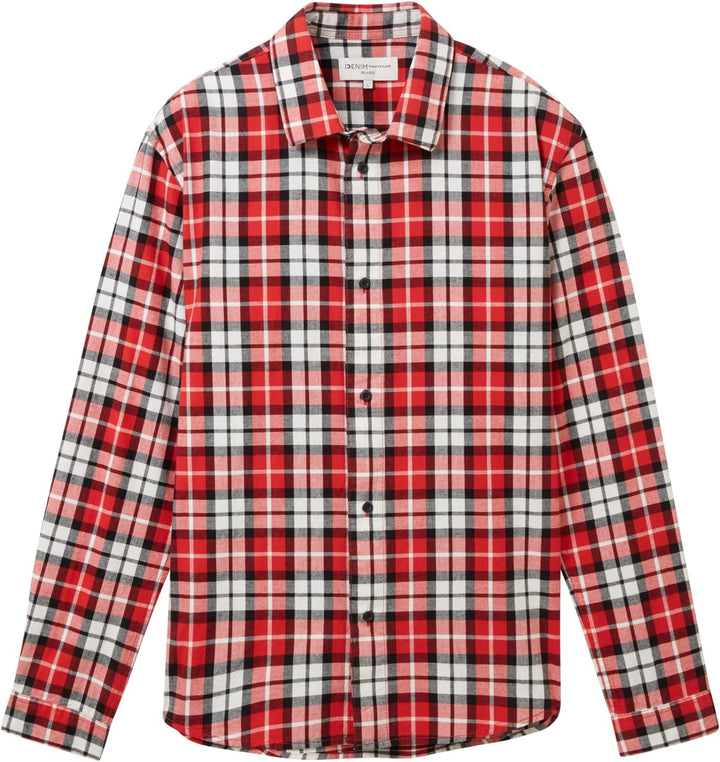 TOM TAILOR Denim Herren Hemd S 33925 - Red Colorful Check, S 33925 - Red Colorful Check