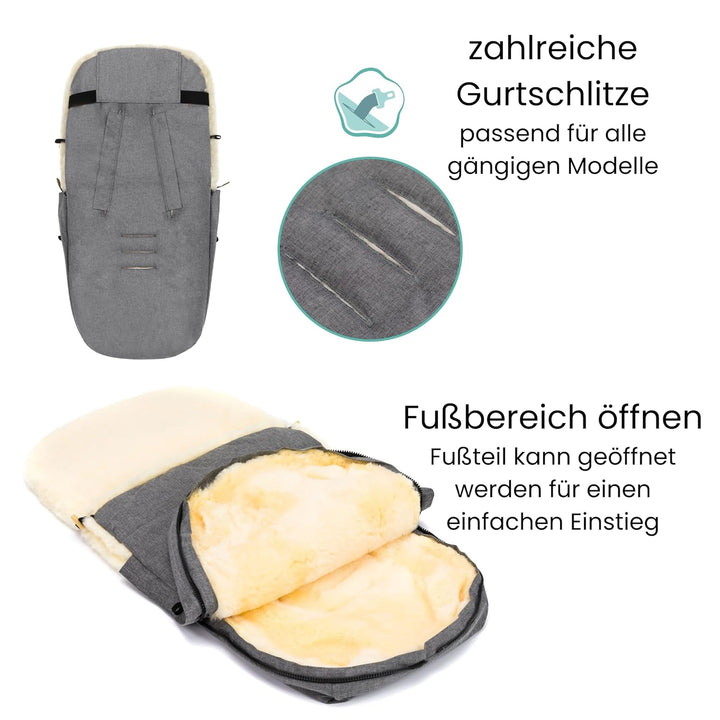 Fillikid Winterfusssack Bernia Lammfell Exklusiv Kinderwagen, Buggy | Winterfusssack wind- & wassera