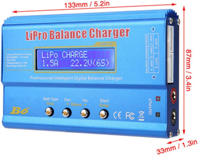 Fafeicy B6 80W digitales LCD-Ladegerät, für parallelen Laden von LiPo NiMH RC-Akku, mit Eingangsspan