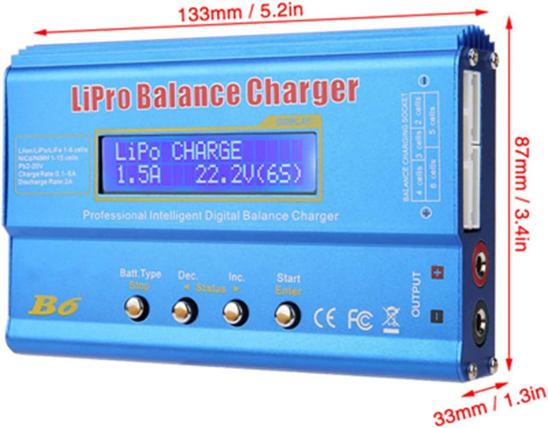 Fafeicy B6 80W digitales LCD-Ladegerät, für parallelen Laden von LiPo NiMH RC-Akku, mit Eingangsspan