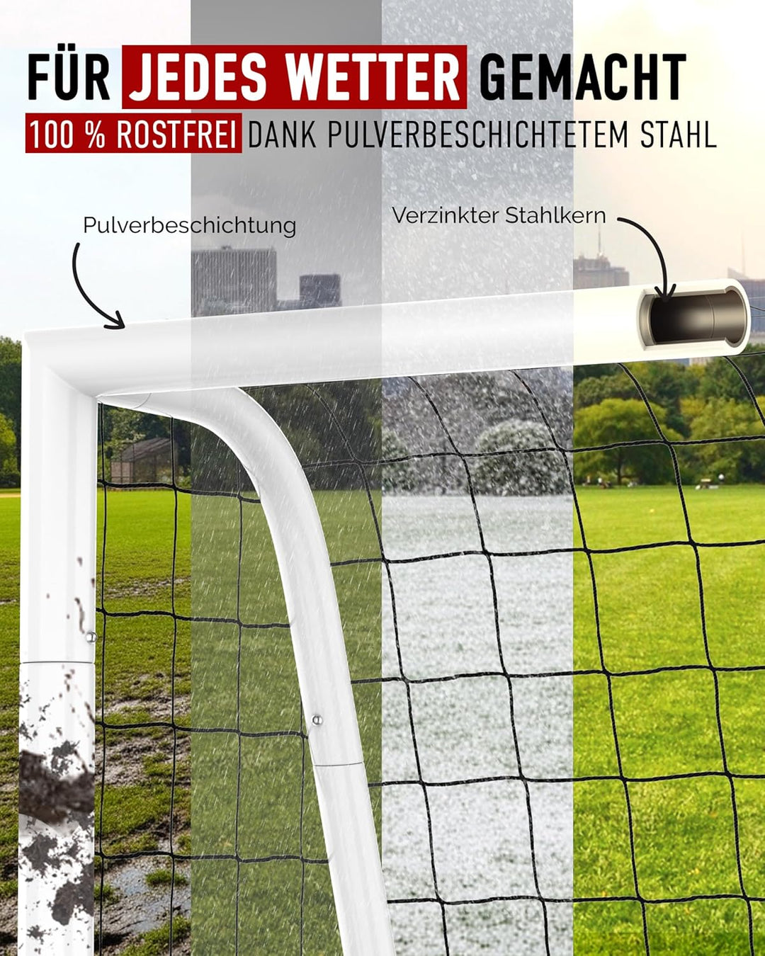 Fussballtor Kinder [EXTREM STABIL] - [ROSTFREI] Fussballtore für Garten Kinder - Fussball Tor mit Er